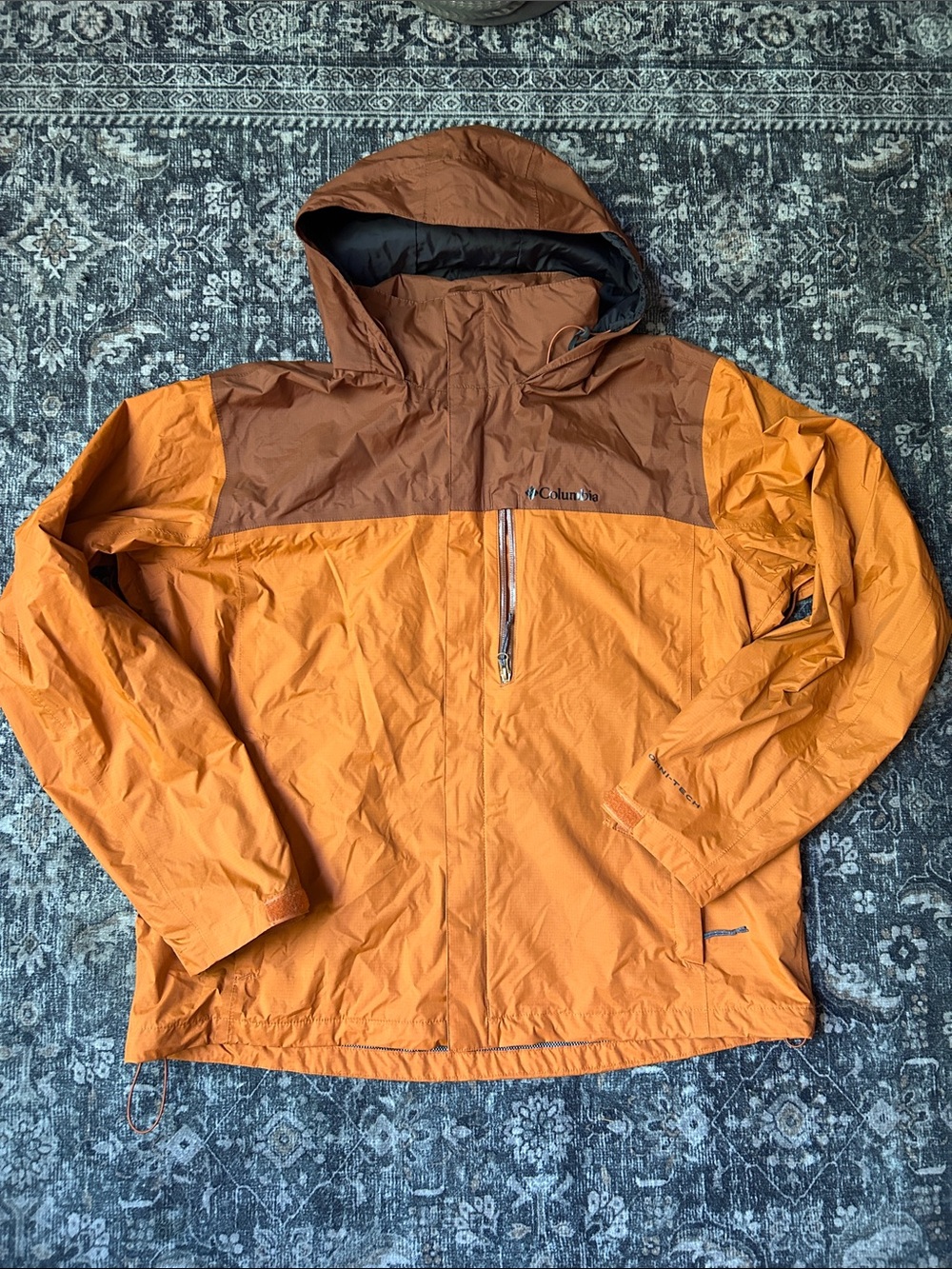 Columbia Two-Tone Brown and Rust Orange Hooded Jacket